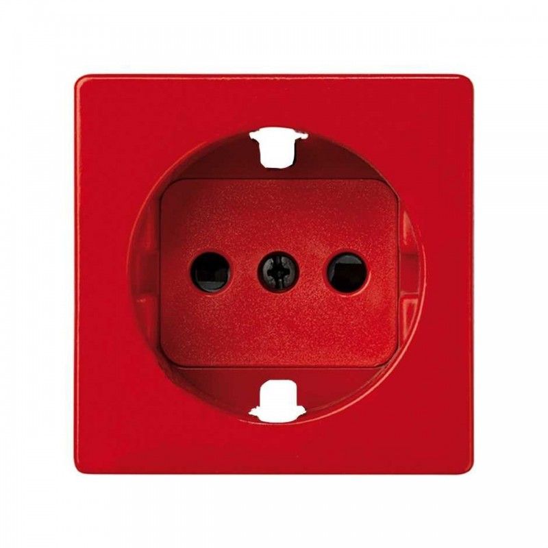 Tapa enchufe 2 polos+toma tierra lateral+seguridad Simon 82 rojo SIMON 82041-37