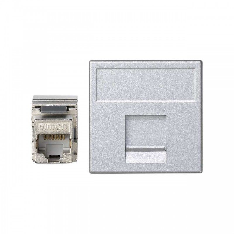 Placa V-D K45 plana con 1 conector RJ45 categoria 6 FTP aluminio SIMON K96F/8