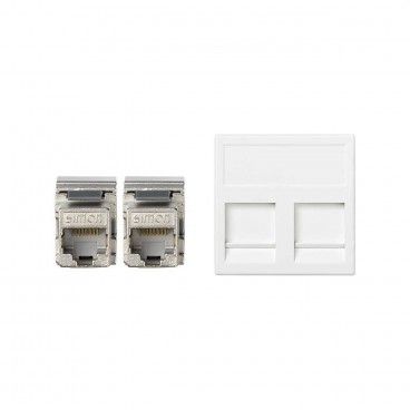 Placa plana VD K45 com 2 conectores RJ45 categoria 6 FTP NIEVE SIMON KB96F/9