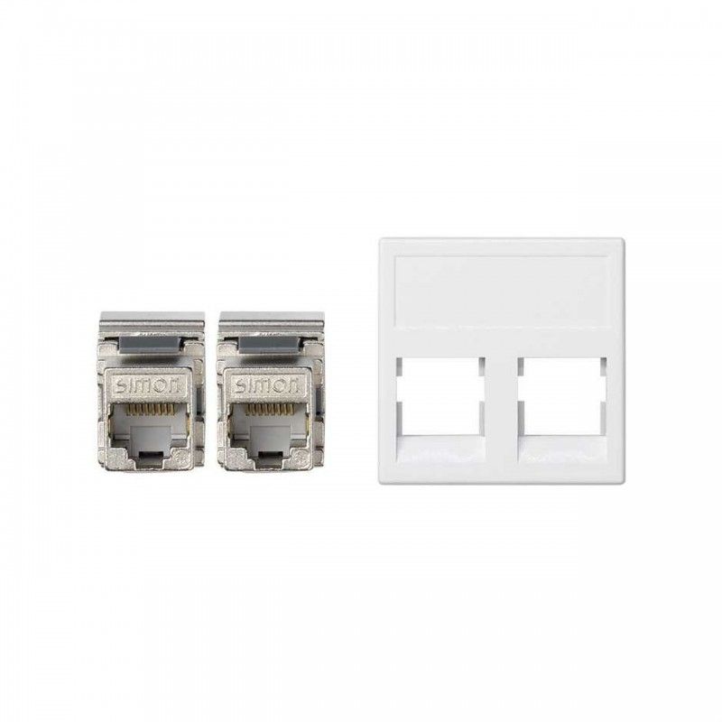 Placa V-D K45 plana con 1 conector RJ45 categoria 6 FTP en colro blanco nieve SIMON KB096F/9