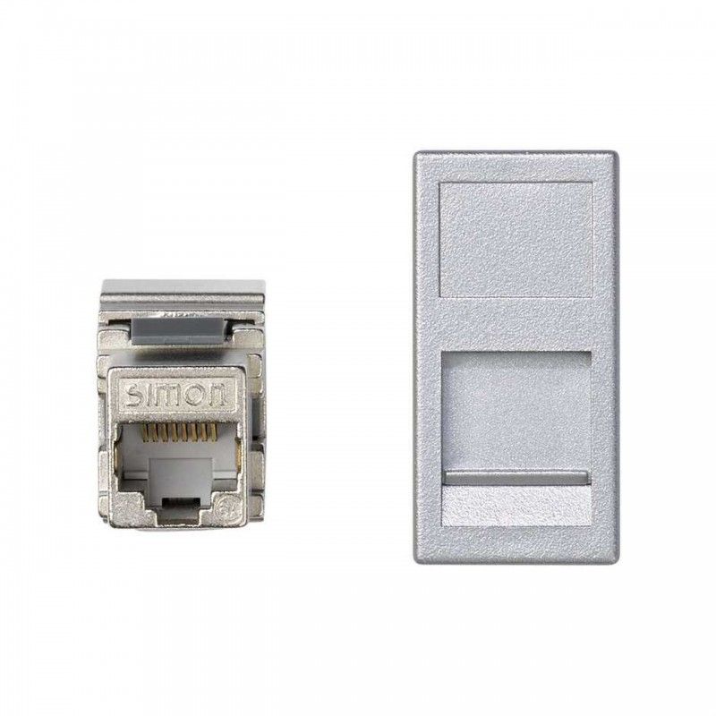 Placa V-D K45 medio mecanismo RJ45 categoria 6 FTP aluminio SIMON KA96F/8