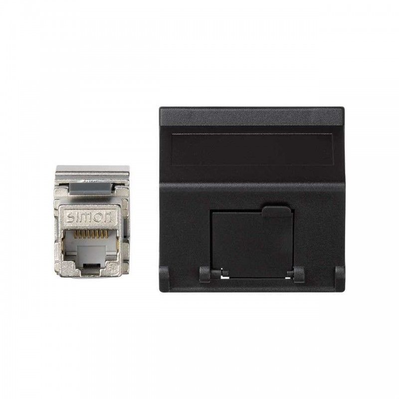 Placa K45 V-D guardapolvo RJ45 categoria 6 FTP gris grafito SIMON K8096F/14