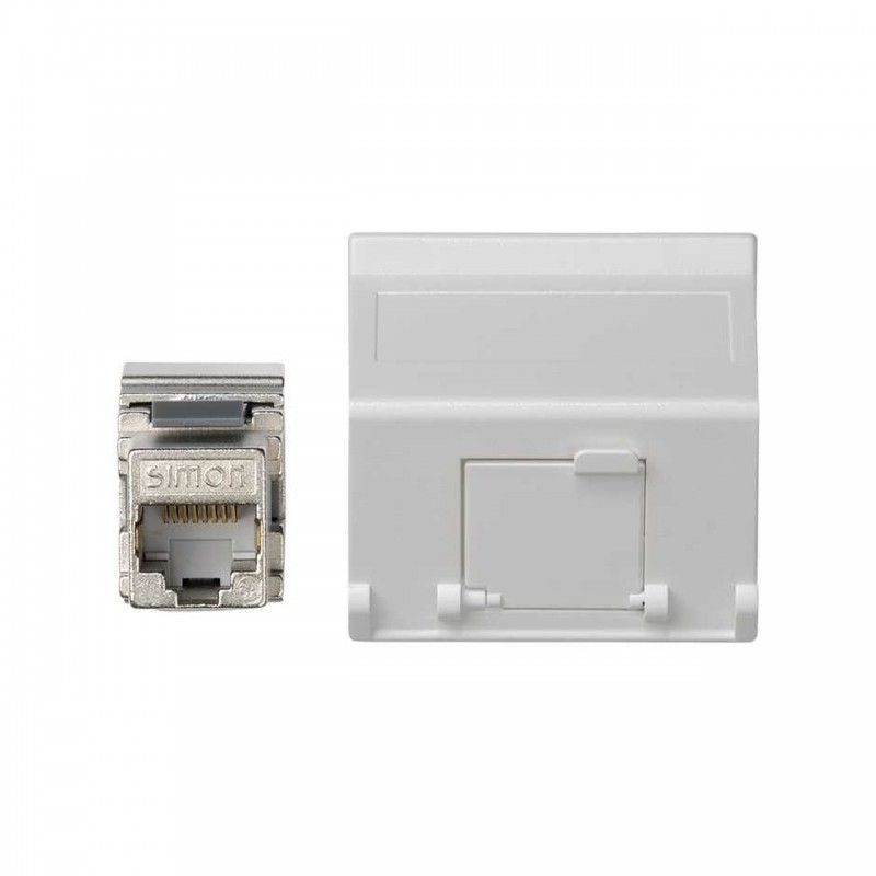 Placa K45 V-D guardapolvo RJ45 categoria 6 FTP blanco nieve SIMON K8096F/9