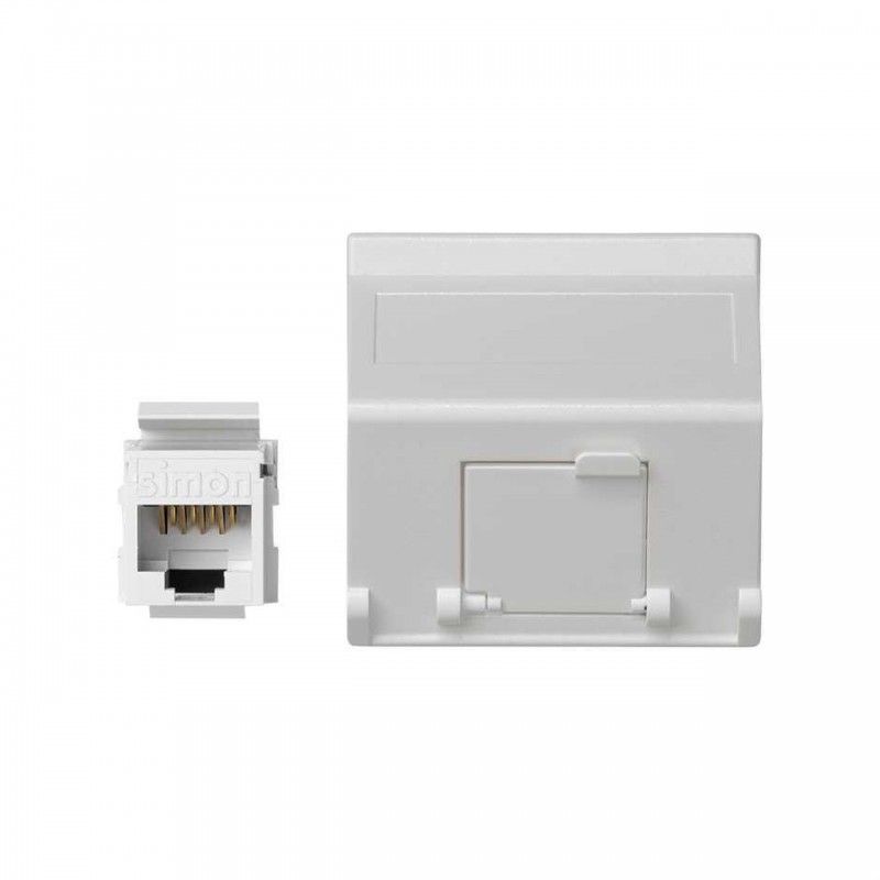 Placa K45 V-D guardapolvo RJ45 categoria 6 UTP blanco nieve SIMON K8096U/9