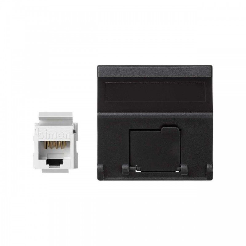 Placa K45 V-D guardapolvo RJ45 categoria 6 UTP gris grafito SIMON K8096U/14