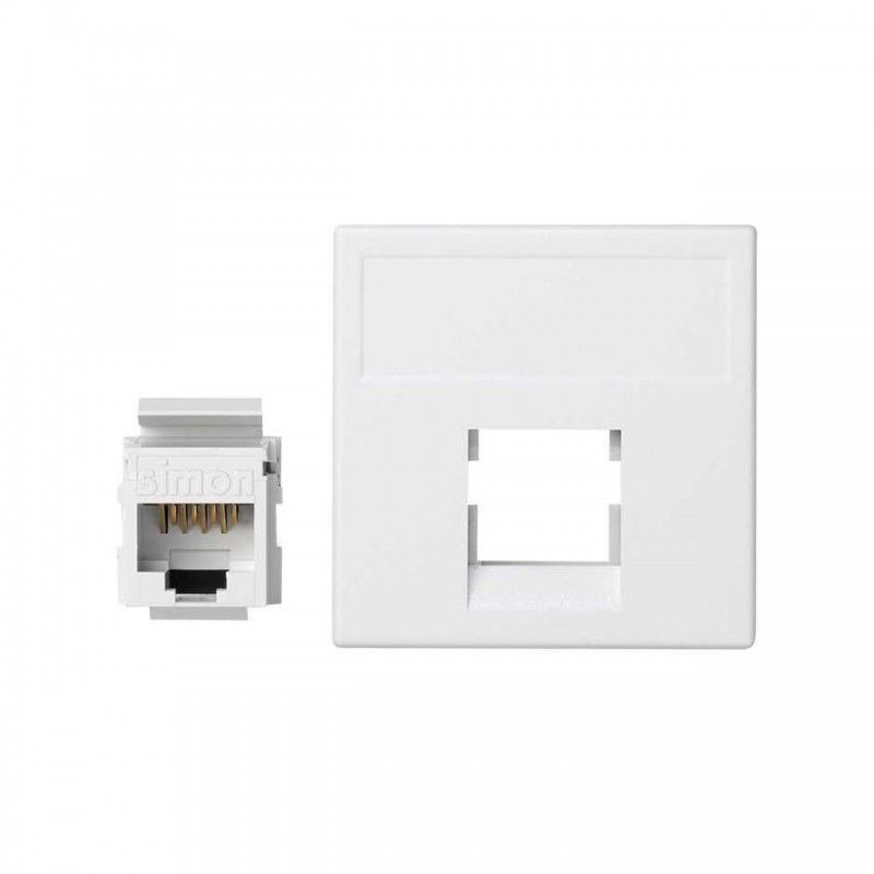 Placa K45 sin guardapolvo 1RJ45 categoria 6 UTP blanco nieve SIMON K096U/9