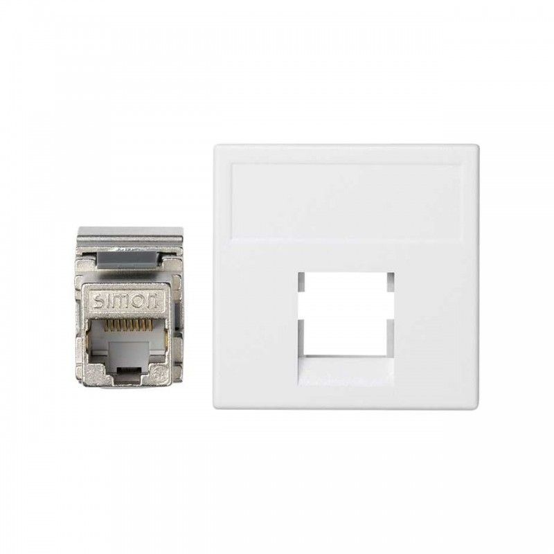 Placa K45 sem proteção contra poeira 1RJ45 categoria 6 FTP branco neve SIMON K096F/9