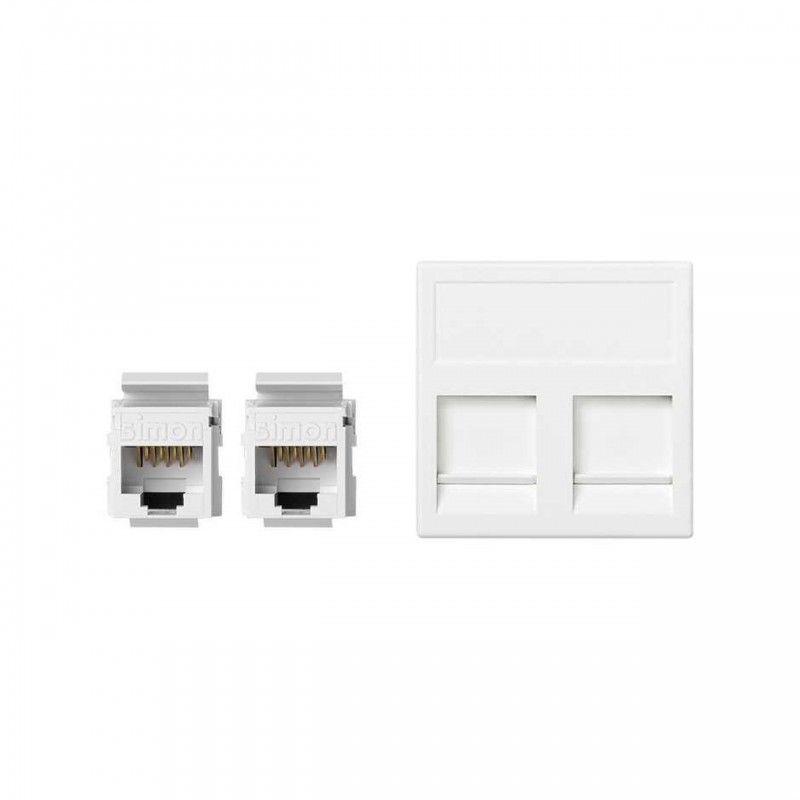 Placa de cobertura K45 2 RJ45 categoria 5E UTP branco neve SIMON KB95U/9