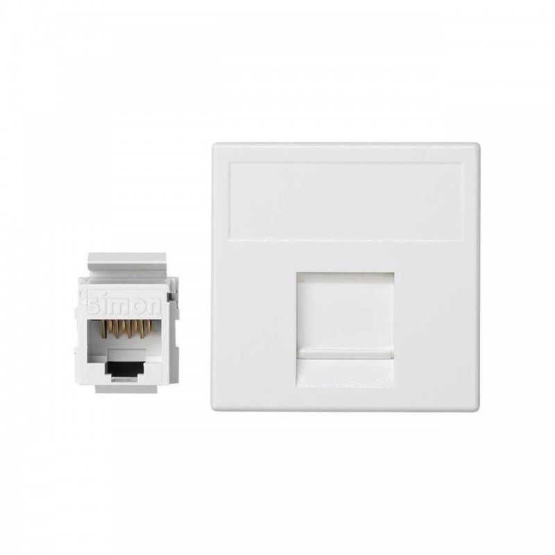 Placa K45 guardapolvo 1 RJ45 categoria 6 UTP blanco nieve SIMON K96U/9