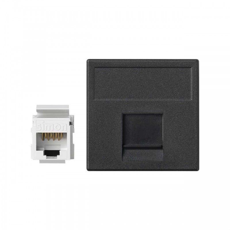 Placa K45 guardapolvo 1 RJ45 categoria 6 UTP gris grafito SIMON K96U/14