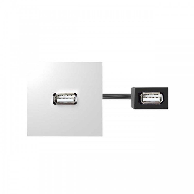 Conector USB tipo A fêmea-fêmea com mangueira e placa preta embutida SIMON 40001191-038