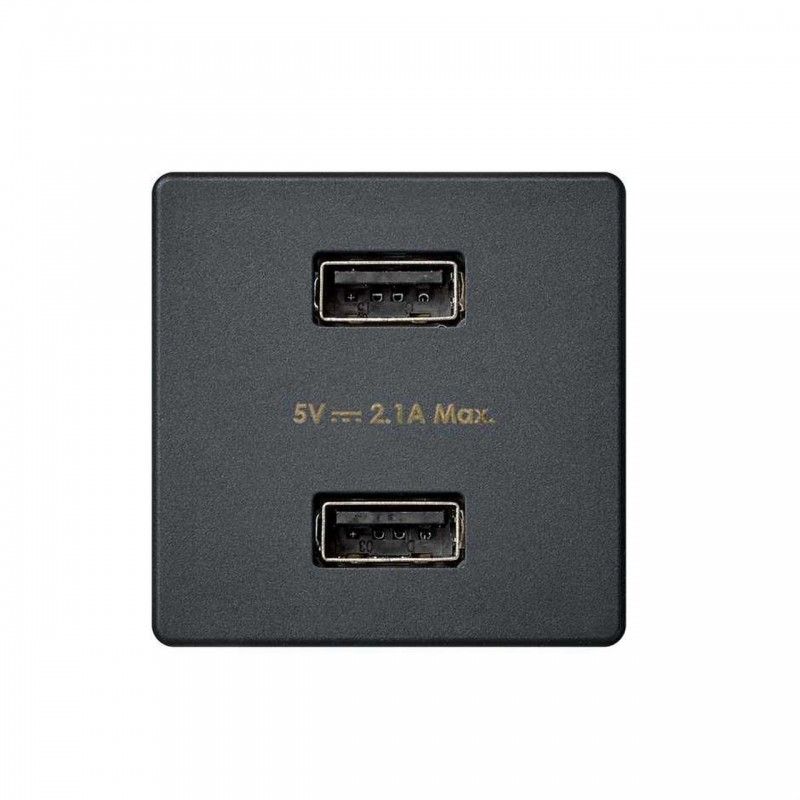 Carregador 2xUSB 5V/DC 2.1A Simon 27 grafite SIMON 2701096-038