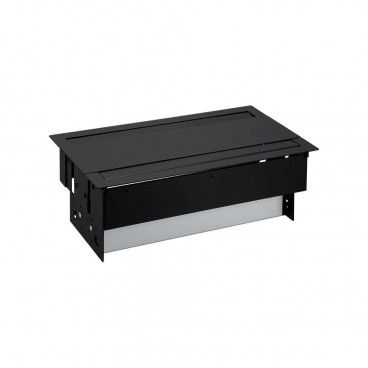 Kit customizável dentro da mesa com tampa e escova, 4 schukos e 2 elementos vazios preto SIMON 44604000-138