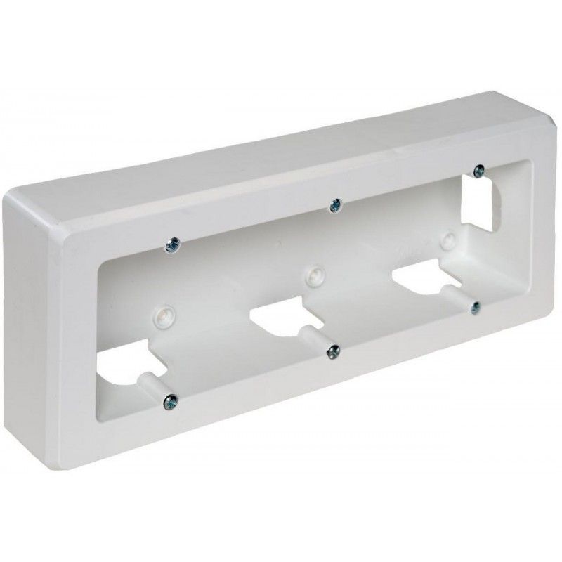 Caixa de mecanismo de superfície para 3 elementos 235x96x43mm em ABS branco SOLERA 93