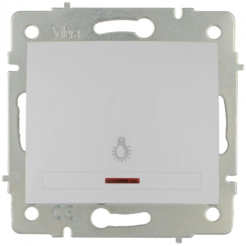 Pulsador luz luminoso 10A Serie Europa 83x81 blanco SOLERA ERP04ILQC