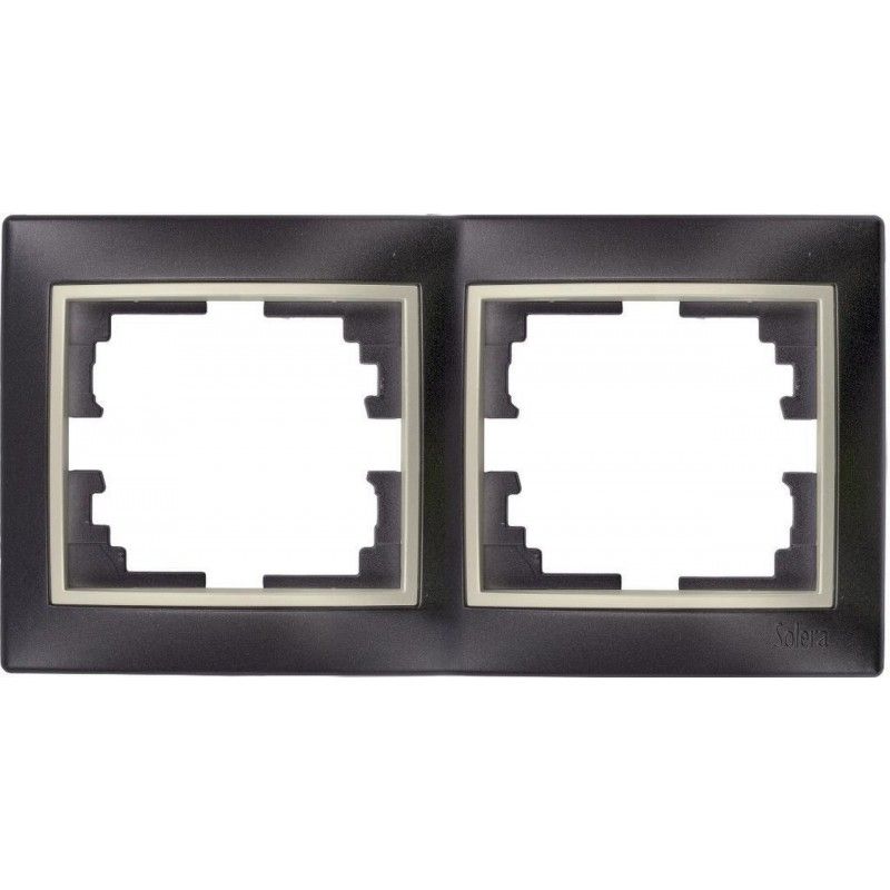 Moldura para 2 Elementos Horizontais Moldura Preta e Argola Pérola 154x81x10mm Série Europa Solera ERP72NU