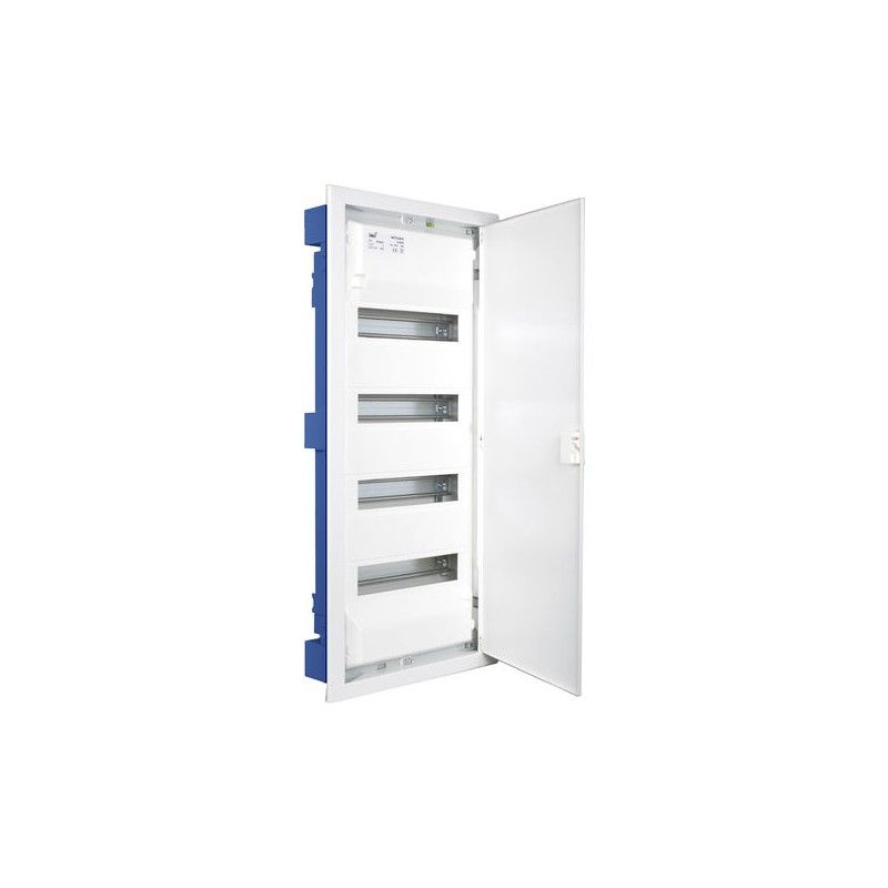 Distribution box for embedding in a hollow partition with 56 elements 362x778x88mm metal frame and door in white SOLERA MP56