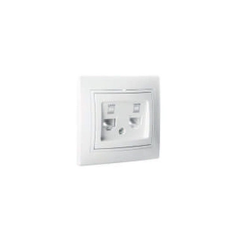 Double prise de données RJ45 catégorie 6 83x81 blanc SOLERA ERP88 / 2U