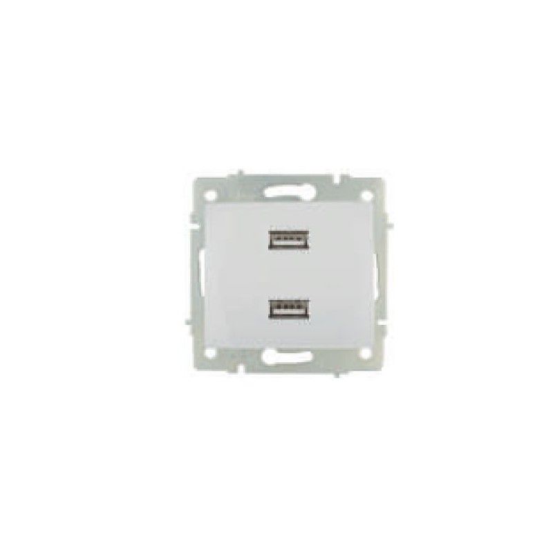 Cargador doble USB Input 230V Output USB 5V 4200mA Stand by  0,1W empotrar blanco 83x81mm Monobloc SOLERA ERP2USB