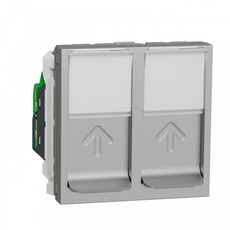 Toma doble RJ45 categoría 6 UTP 2 módulos aluminio SCHNEIDER NU342030