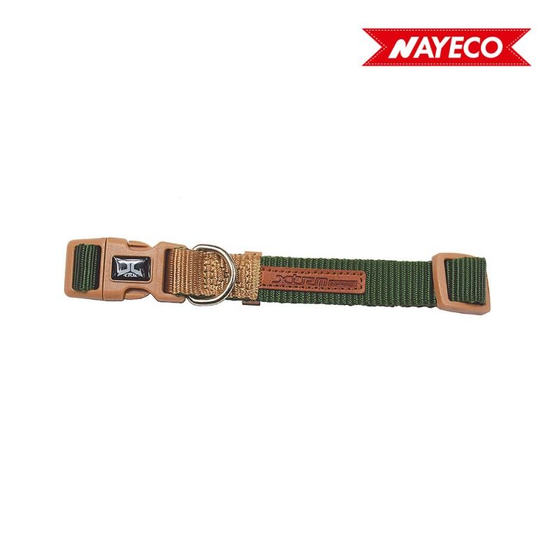 Collar verde-beig forest-british x-trm doble premium 48-66cm x 2.5cm nayeco 