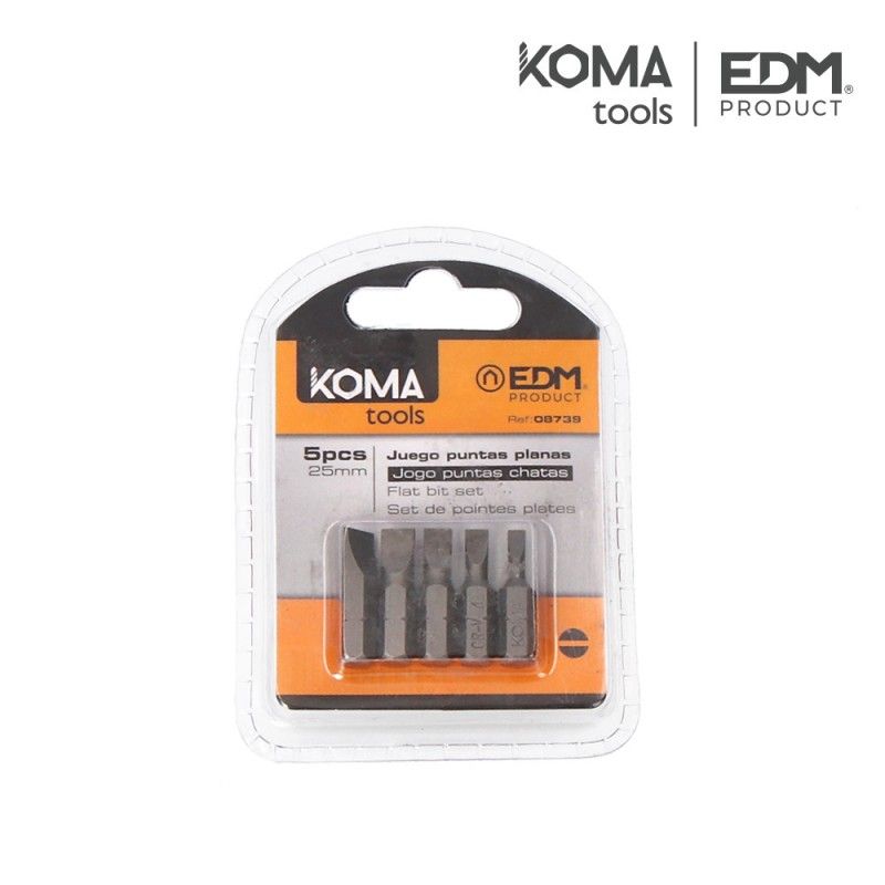 Conjunto de pontas planas 5 peças x 25mm KomaTools