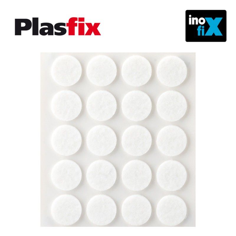 Pacote de 20 feltros adesivos sintéticos brancos Ø17mm Plasfix INOFIX