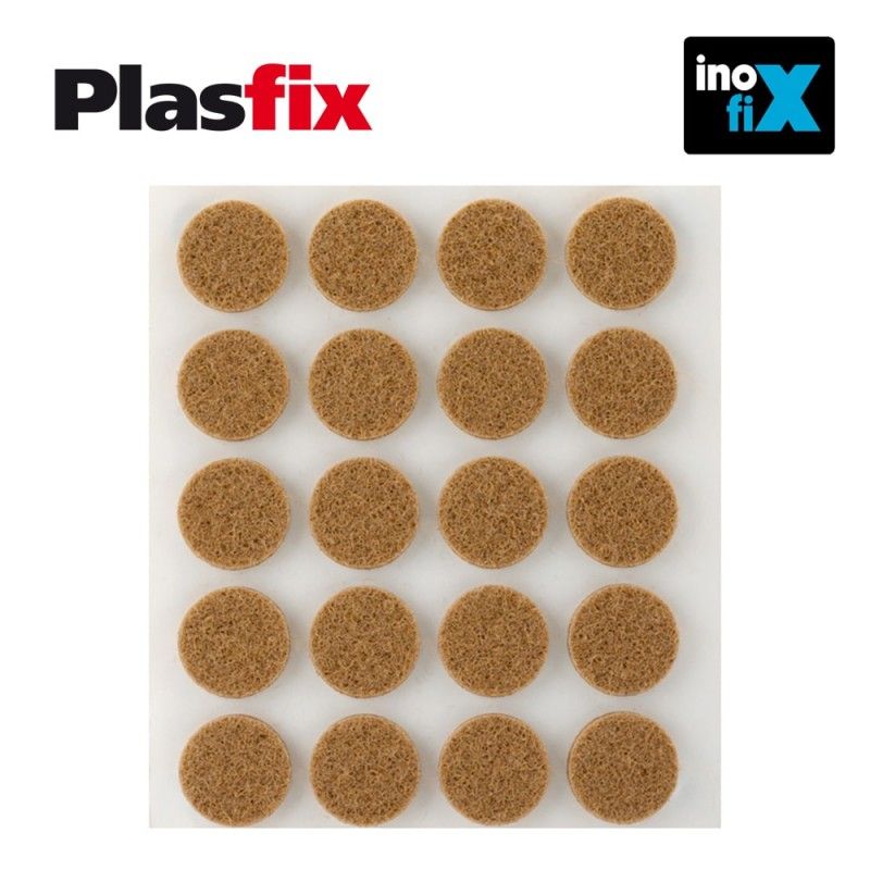 Pacote de 20 feltros adesivos sintéticos marrons Ø17mm Plasfix INOFIX