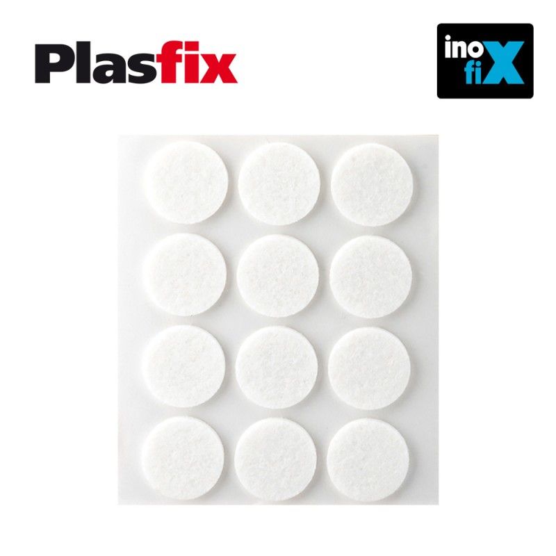 Pack de 12 feltros adesivos sintéticos brancos Ø22mm Plasfix INOFIX