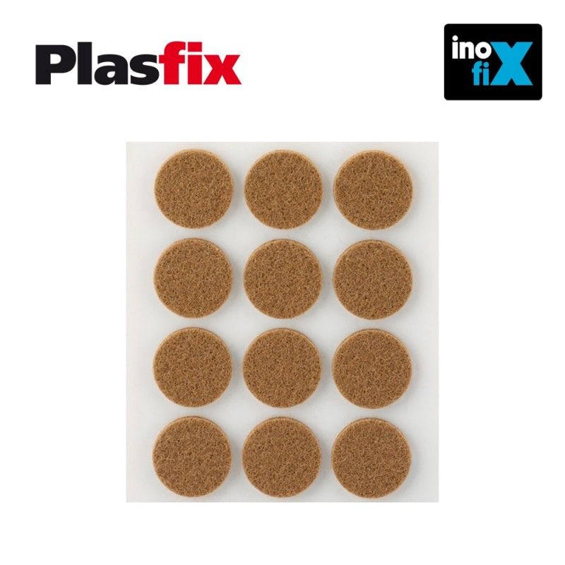 Pack de 12 feltros adesivos sintéticos castanhos Ø22mm Plasfix INOFIX