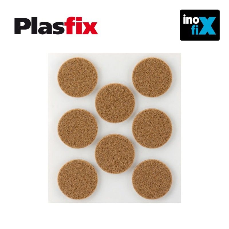 Pack de 8 feltros adesivos sintéticos castanhos Ø27mm Plasfix INOFIX