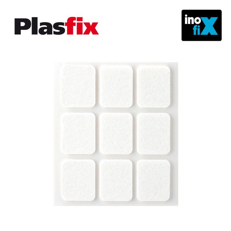 Pack 9 fieltros blanco sinteticos adhesivos 29x23mm plasfix inofix