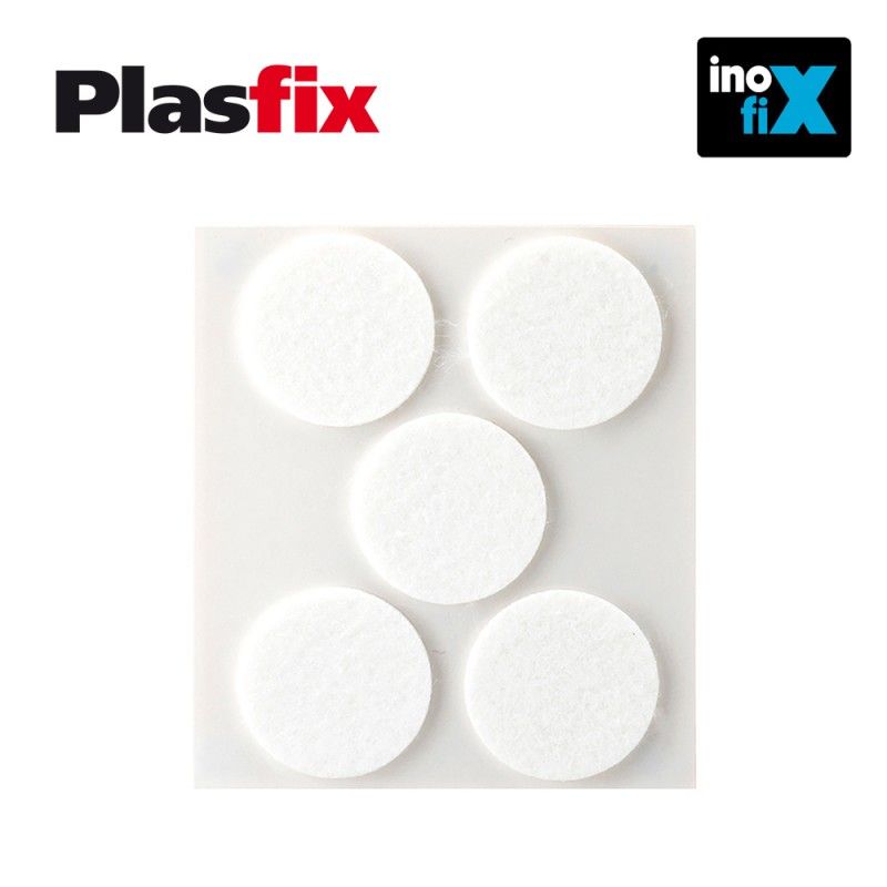 Pack de 5 feltros adesivos sintéticos brancos Ø34mm Plasfix INOFIX