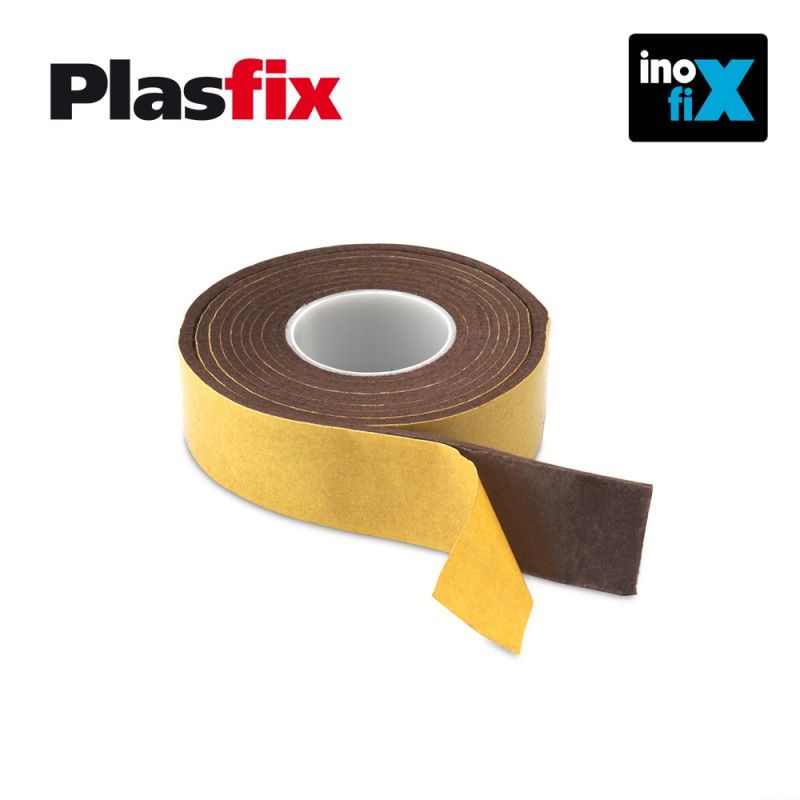 Pack 1 adesivo feltro sintético castanho 25x1500mm Plasfix INOFIX