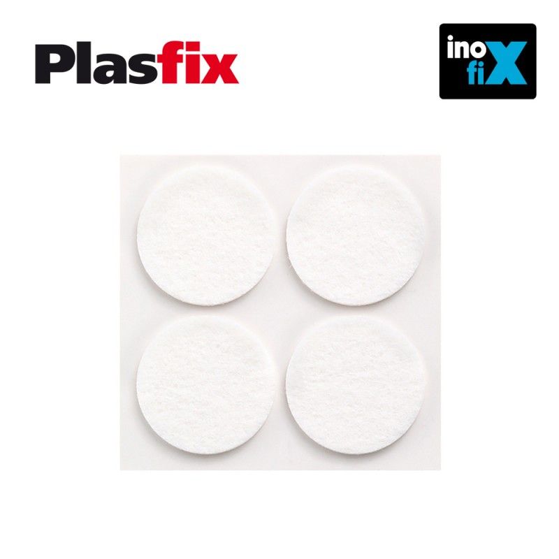 Pack de 4 feltros adesivos sintéticos brancos Ø38mm Plasfix INOFIX