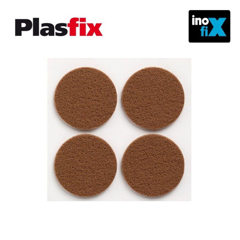 Pack de 4 feltros adesivos sintéticos castanhos Ø38mm Plasfix INOFIX