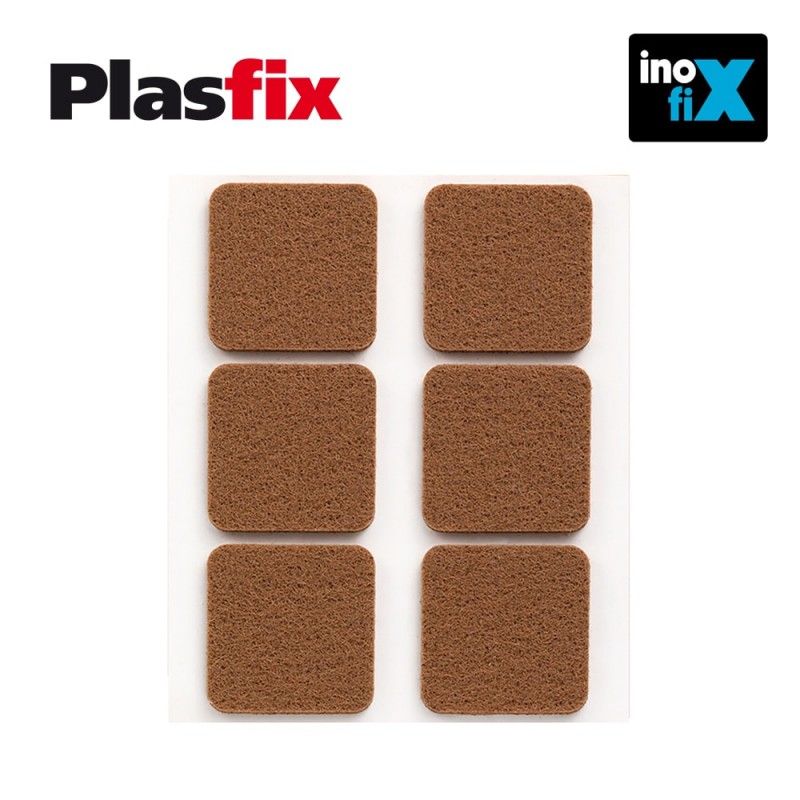 Pack 6 fieltros marron sinteticos adhesivos 31x31mm plasfix inofix