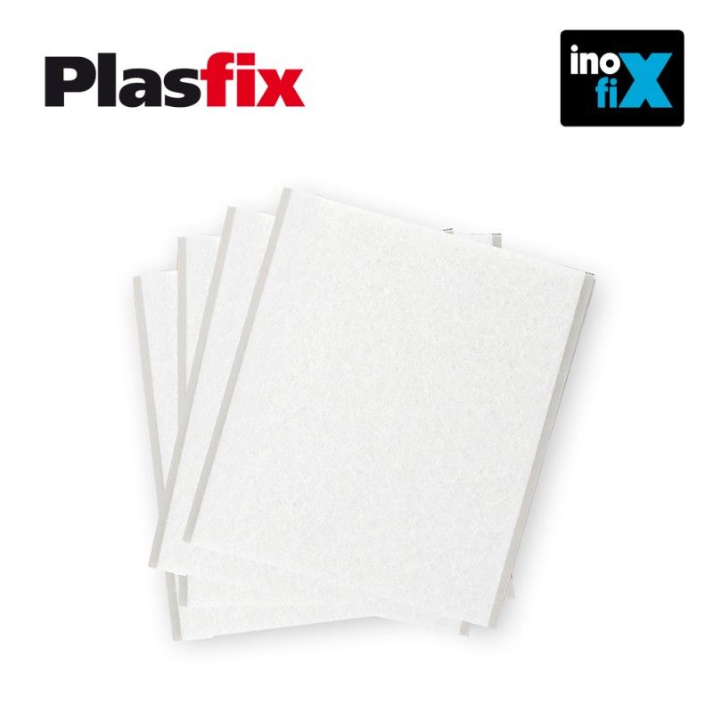 Pack de 4 feltros adesivos sintéticos brancos 100x85mm Plasfix INOFIX