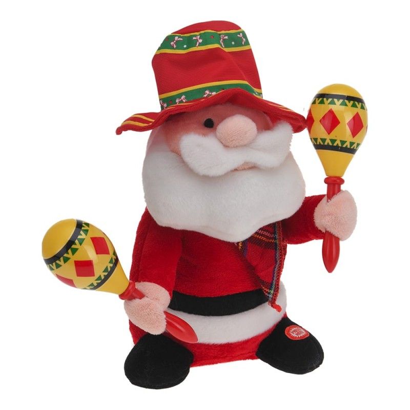 Boneco Papai Noel com movimento e som 16x20x32cm