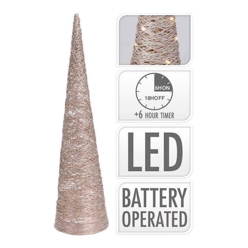 Árvore em formato de cone com 40 LEDs 80cm Dourado