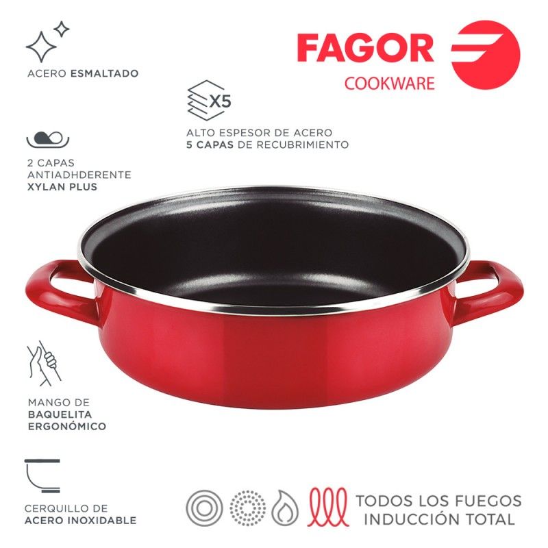 Lancheira Optimax Ø24cm Aço Esmaltado Vermelho AISI 430 Fagor