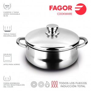 FAGOR Maxima Pentola a Vapore Induzione 20 cm, Alluminio Forgiato,  Vaporiera in Acciaio Inox,, Rosso