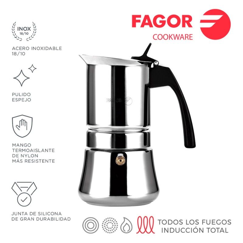 Cafeteira Étnica 4 Copos 18/10 Aço Inox Fagor