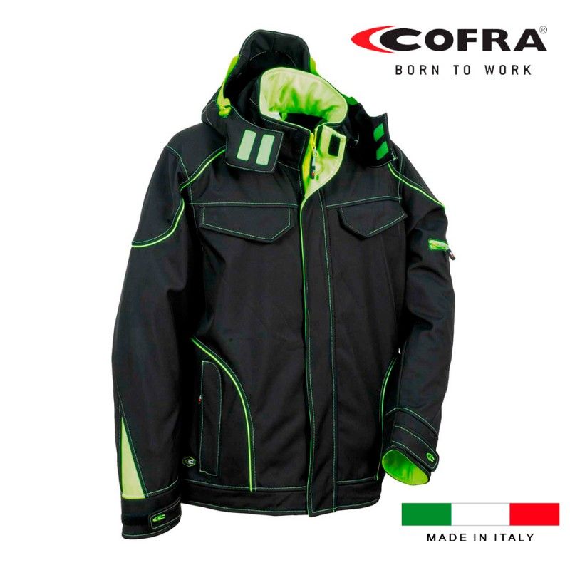 Jaqueta softshell Tecka Preto limão Cofra Tamanho 50