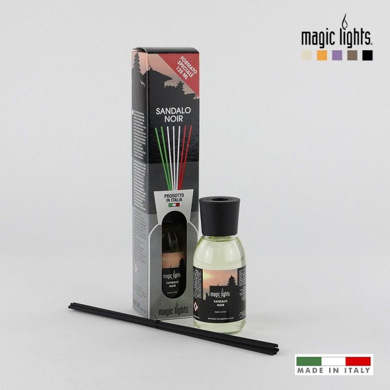 Difusor aroma mikado sándalo negro 125ml. magic lights