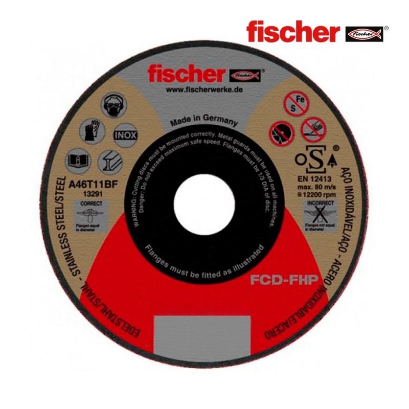 Disco de corte FISCHER FCD-FHP Ø115x1x22,23 para aço inoxidável 531688