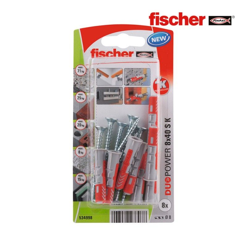 Blister 8 tacos + tornillos duopower 8x40 fischer