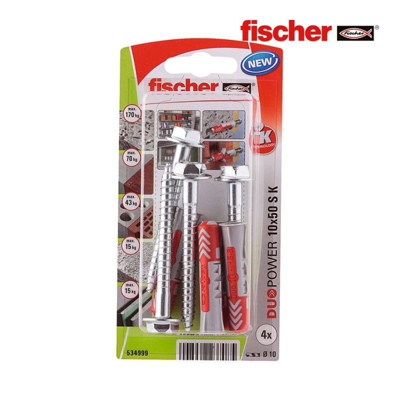 Blister 4 tacos + tornillos duopower 10x50 fischer