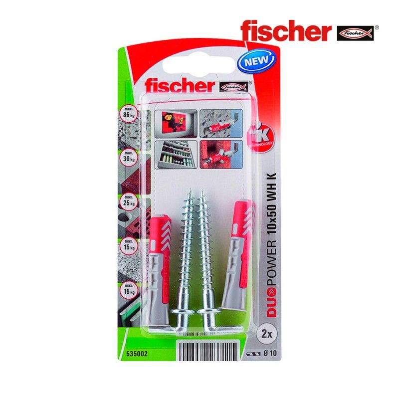 Blister 2 tacos + alcayatas duopower 10x50 fischer