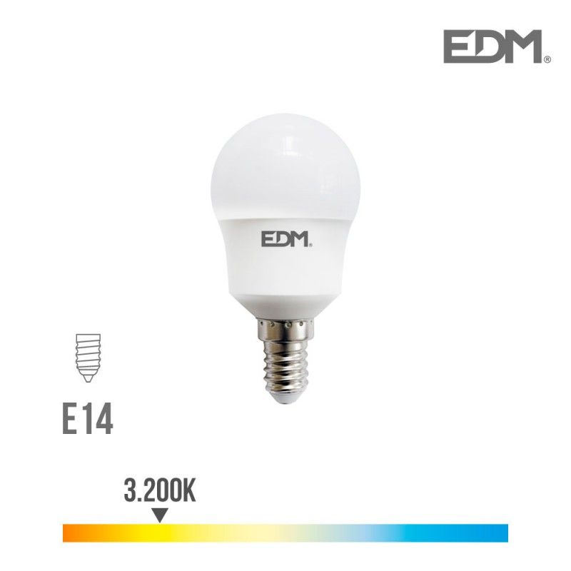 Bombilla esferica led e14 8.5w 940 lm 3200k luz calida edm